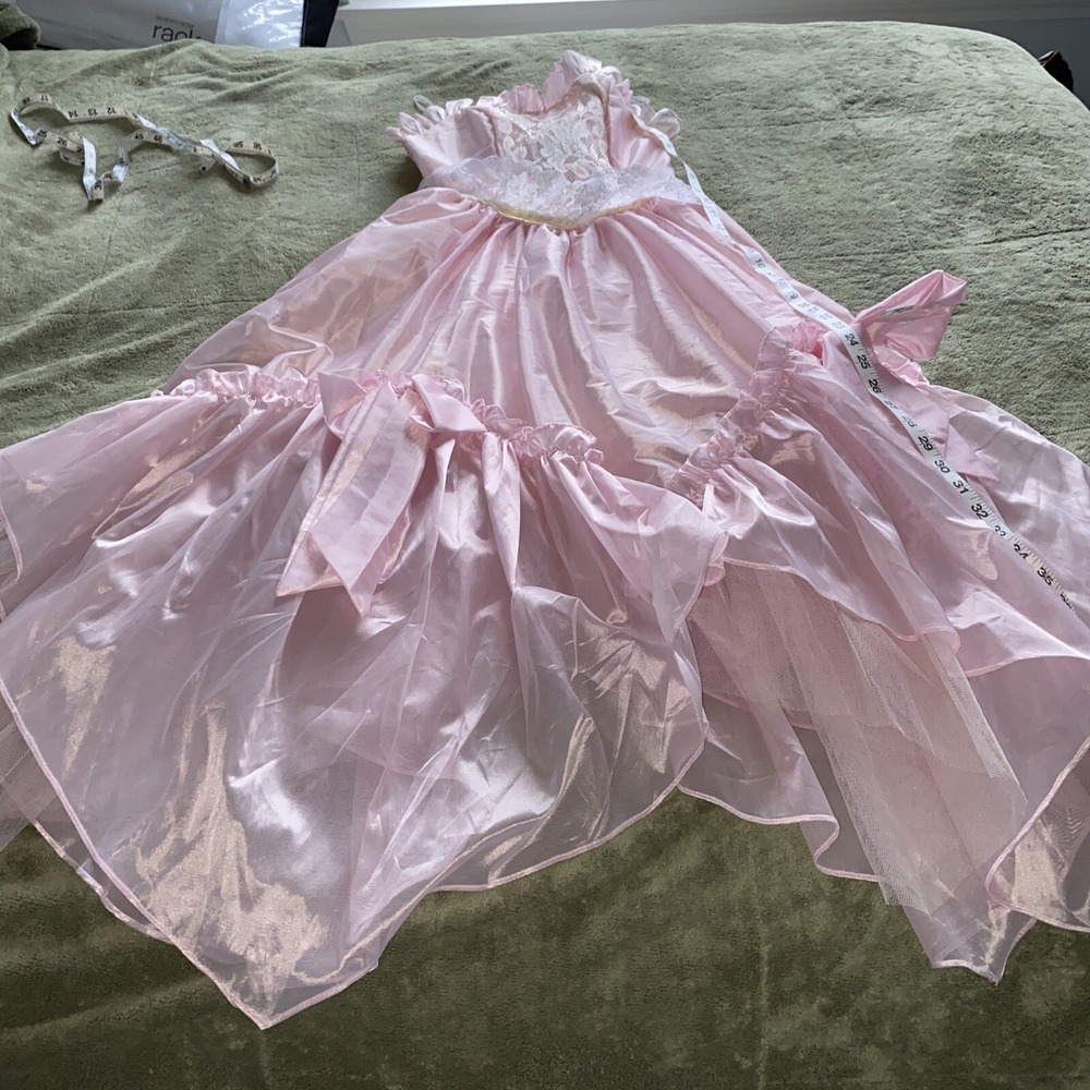 XS 1950s Dress Pink Party‎ Bow Dress VTG  SZ 5, 50s Cute Barbie Lace - Picture 15 of 16